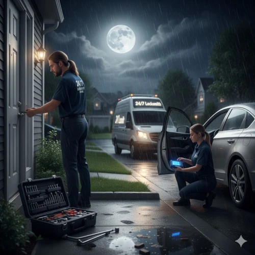 Emergency locksmith providing 24/7 home and car lockout service