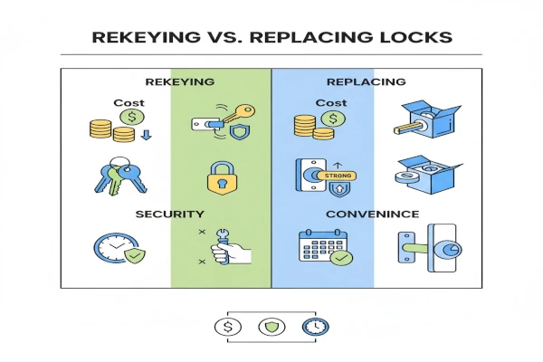rekeying a front door lock for a homeowner